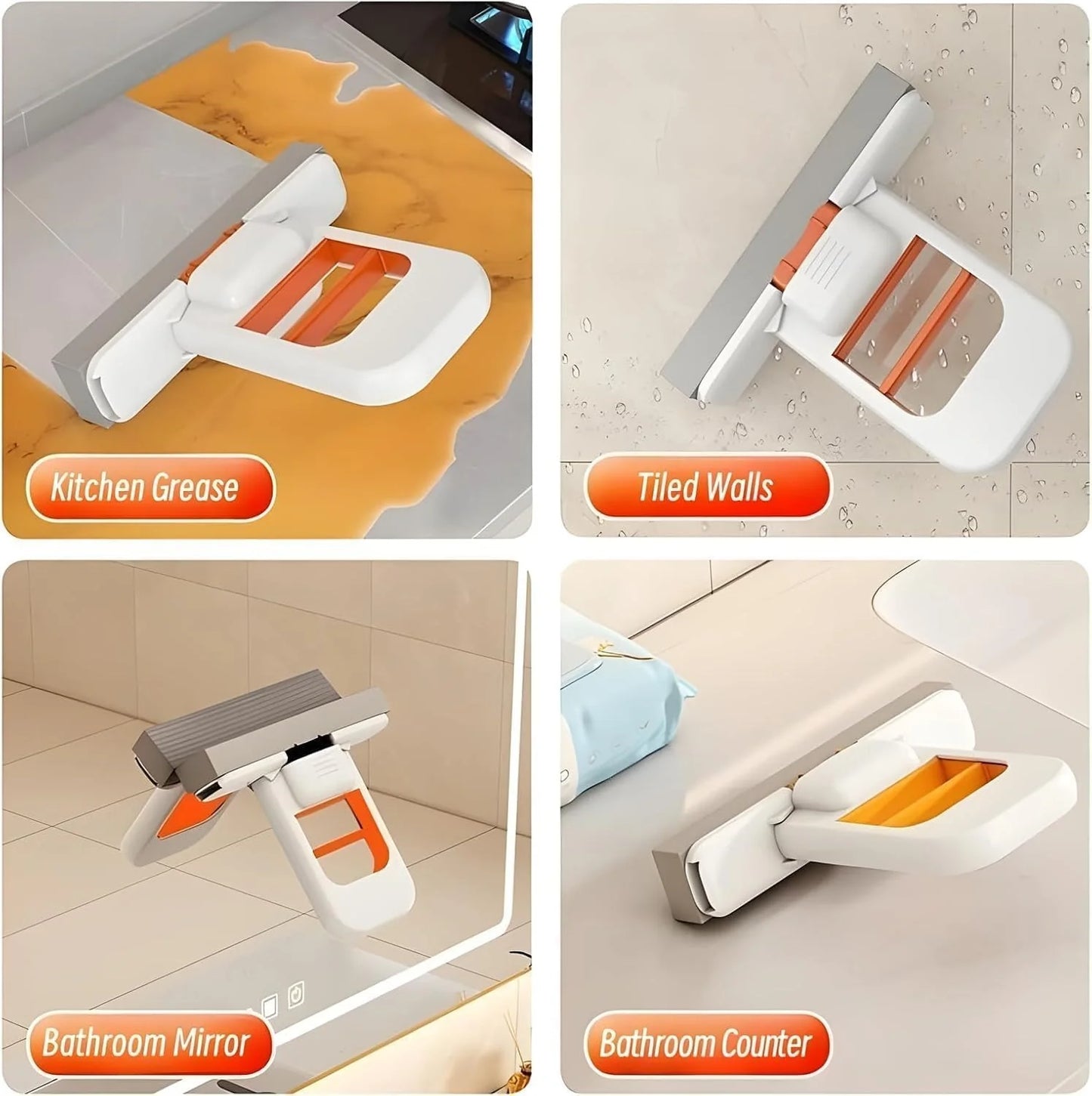 Foldable Desktop Mini Sponge Mop | Self‑Squeezing Mop for Kitchen, Bathroom, Car & Glass
